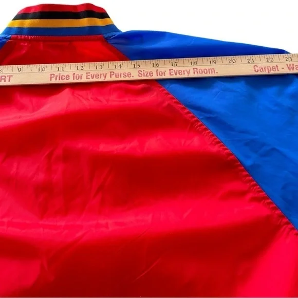 Vintage Puma Mens Large Wind Breaker Track Jacket Snap Button Red Blue Black - Picture 12 of 15